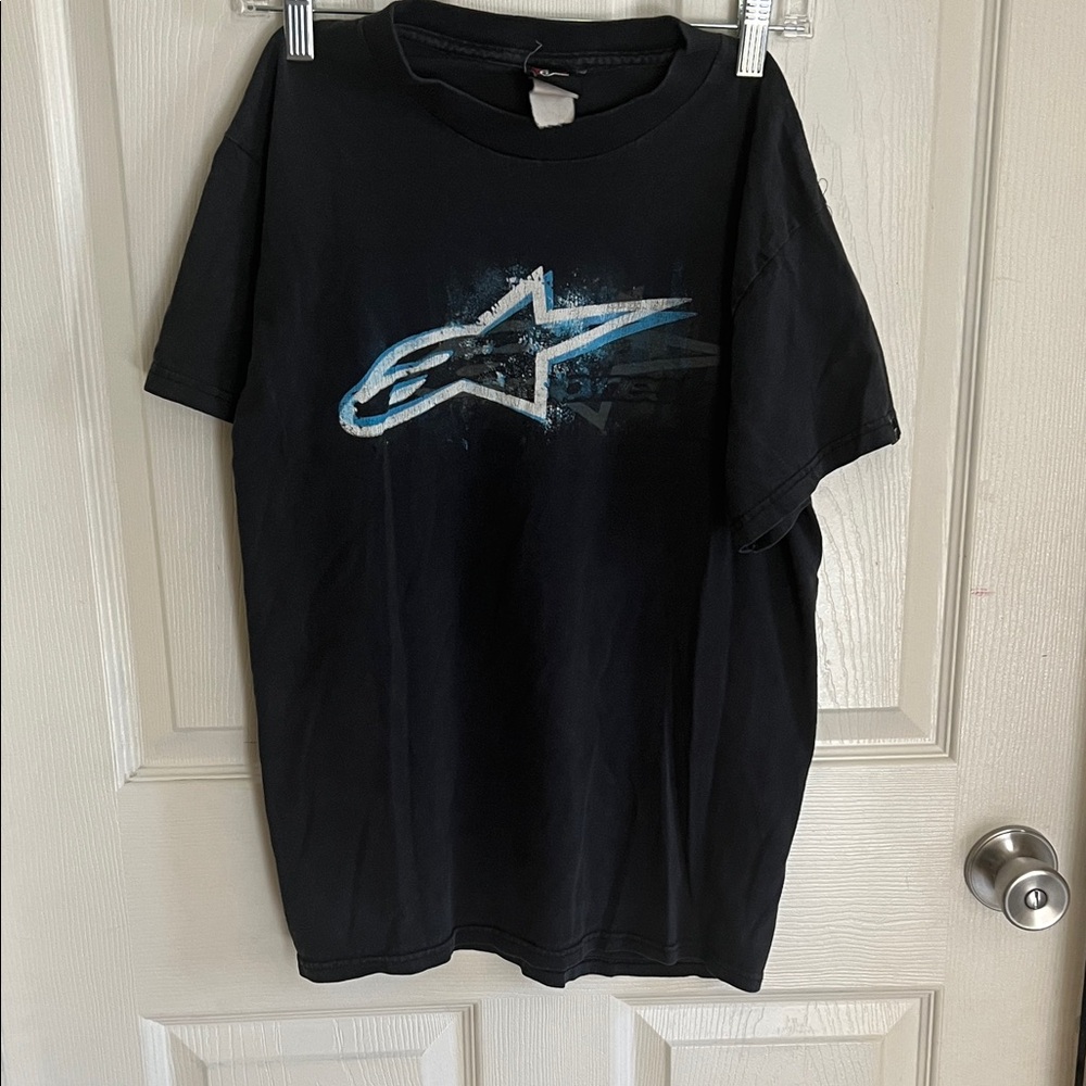 VINTAGE Alpinestars Black and Blue Logo Tee